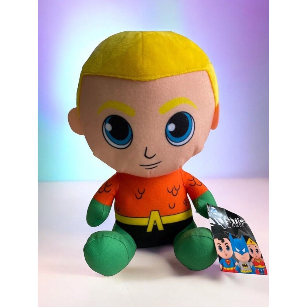 JUSTICE LEAGUE DC COMICS AQUAMAN Big Head 2017 Toy Factory Stuffed Plush NWT NEW